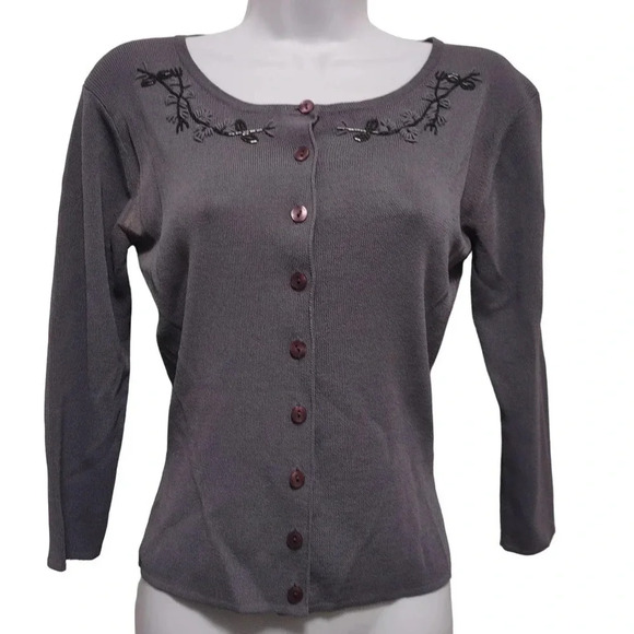 Bebe Moda Floral design Button up Sweater - Picture 1 of 6